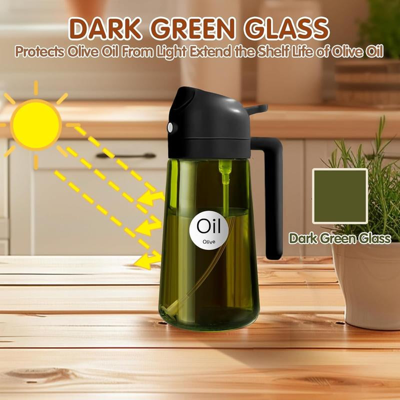 2-in-1 Oil Sprayer Bottle – 16oz Dark Glass