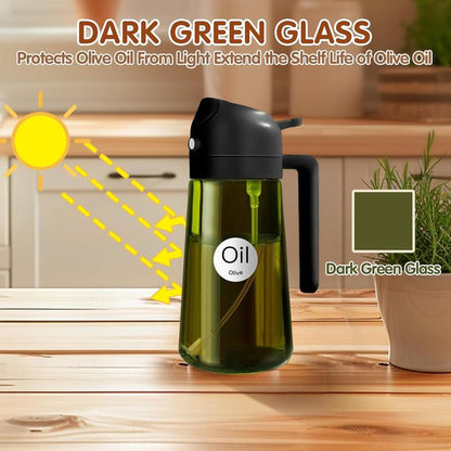 2-in-1 Oil Sprayer Bottle – 16oz Dark Glass