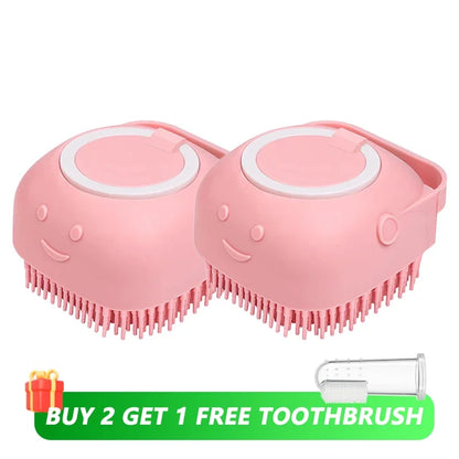 Dog & Cat Bathing Brush – Silicone Massage & Shampoo Dispenser