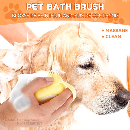 Dog & Cat Bathing Brush – Silicone Massage & Shampoo Dispenser