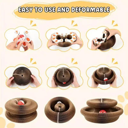 Magic Cat Scratcher Board with Jingle Ball – Interactive Indoor Toy