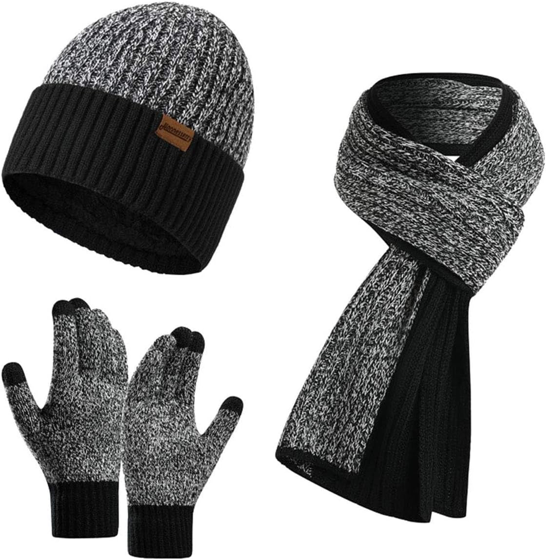 Winter Beanie, Scarf & Touchscreen Gloves Set – Fleece Lined