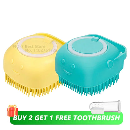 Dog & Cat Bathing Brush – Silicone Massage & Shampoo Dispenser