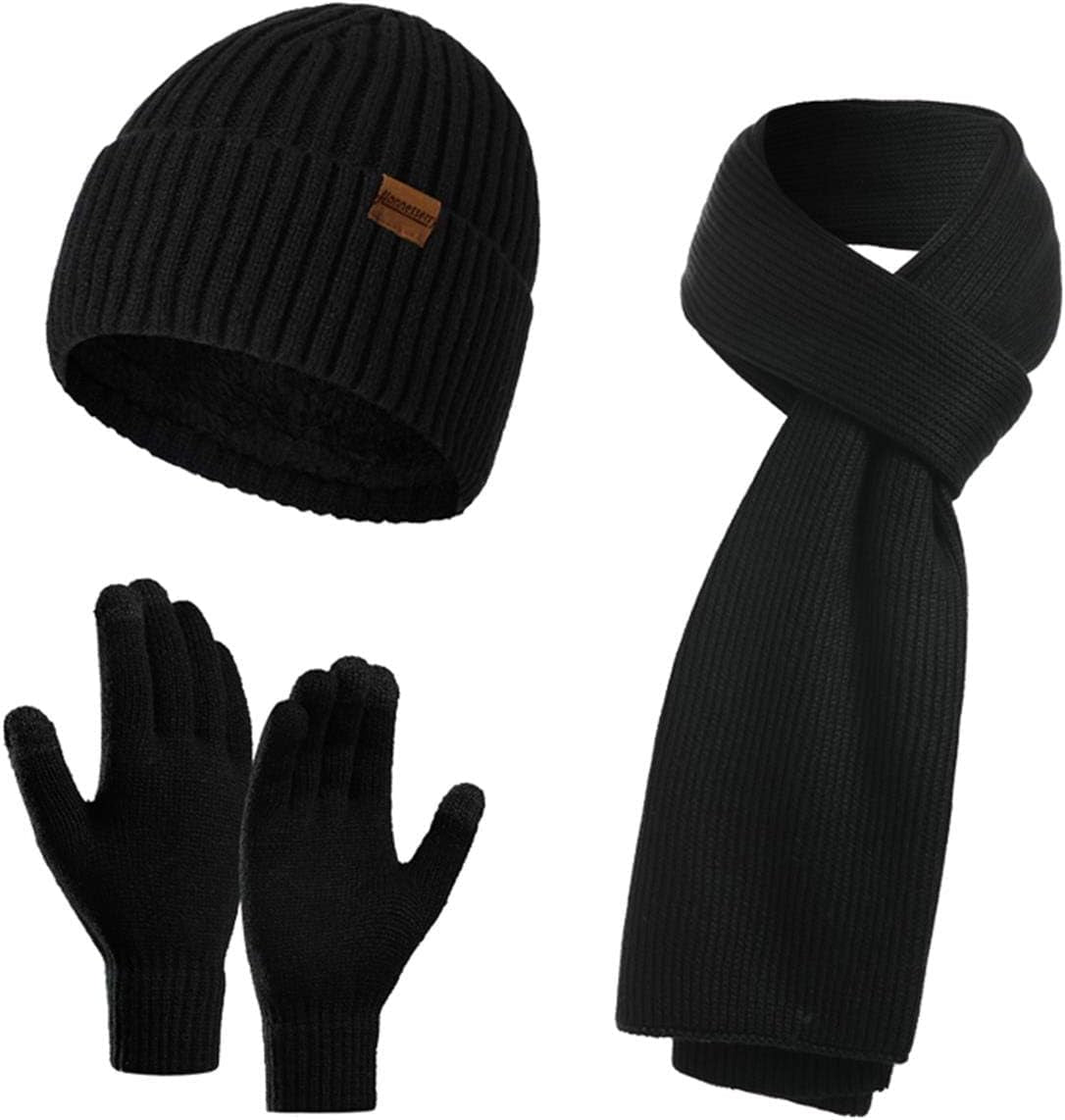 Winter Beanie, Scarf & Touchscreen Gloves Set – Fleece Lined