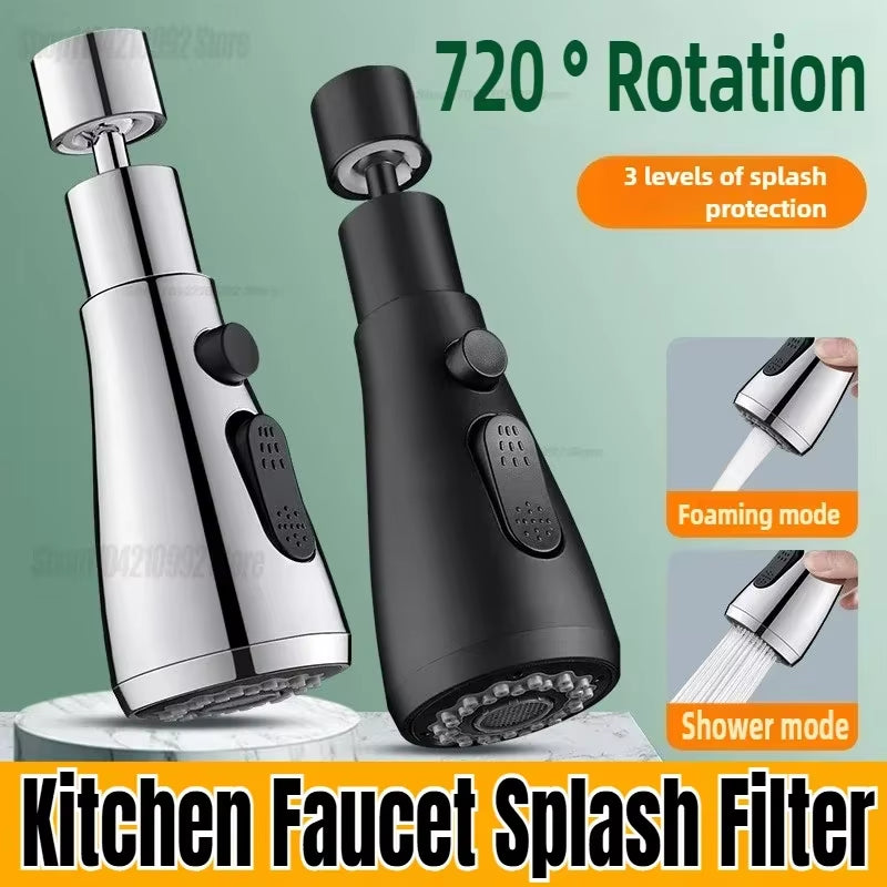 Universal 360° Rotating Kitchen Faucet Aerator – Splash Filter & Extender