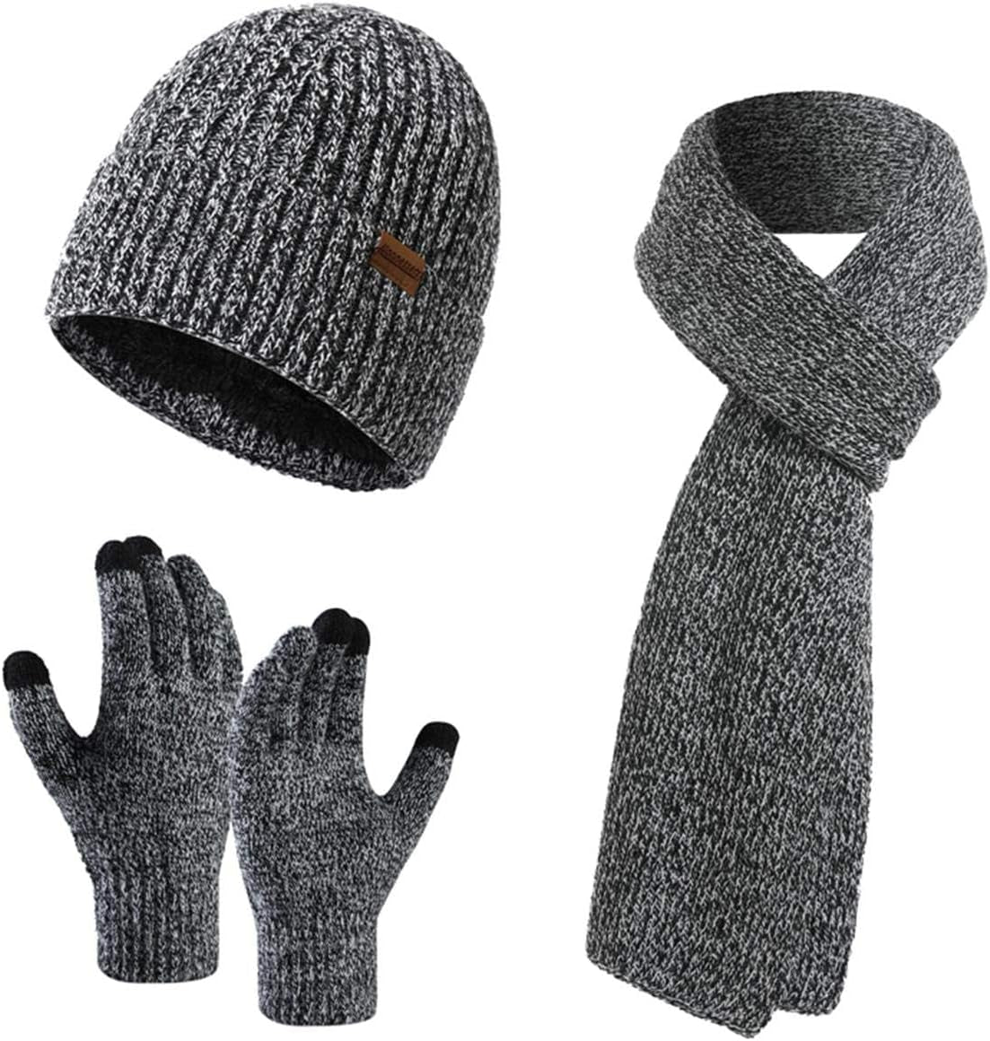 Winter Beanie, Scarf & Touchscreen Gloves Set – Fleece Lined