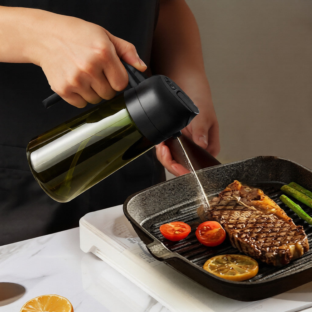2-in-1 Oil Sprayer Bottle – 16oz Dark Glass