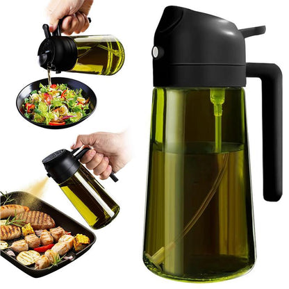 2-in-1 Oil Sprayer Bottle – 16oz Dark Glass