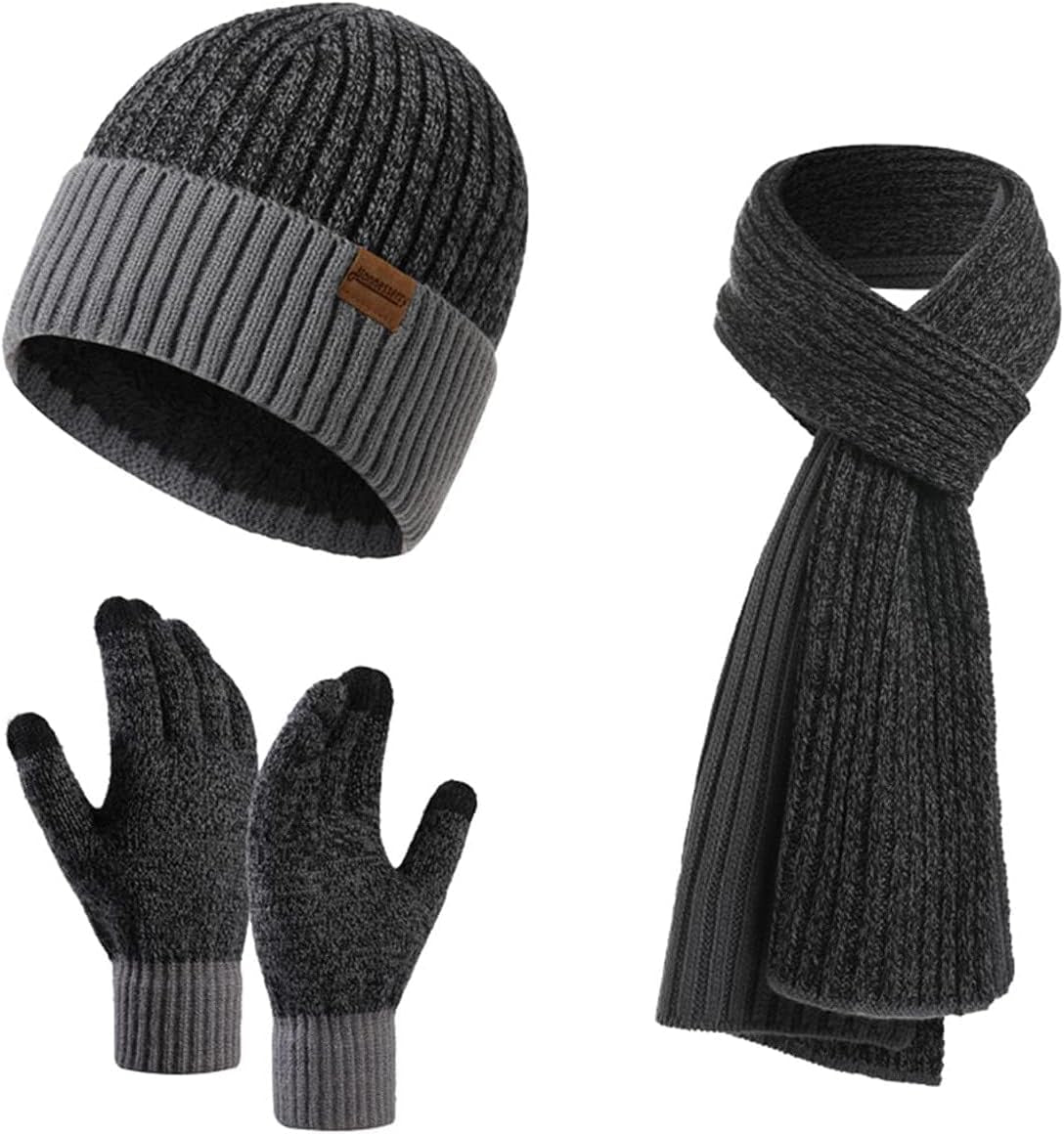 Winter Beanie, Scarf & Touchscreen Gloves Set – Fleece Lined