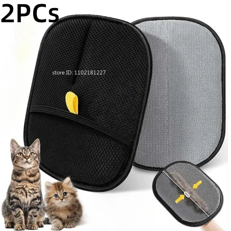 Reusable Double-Sided Pet Hair Removal Gloves – Grooming Tool for Dogs & Cats