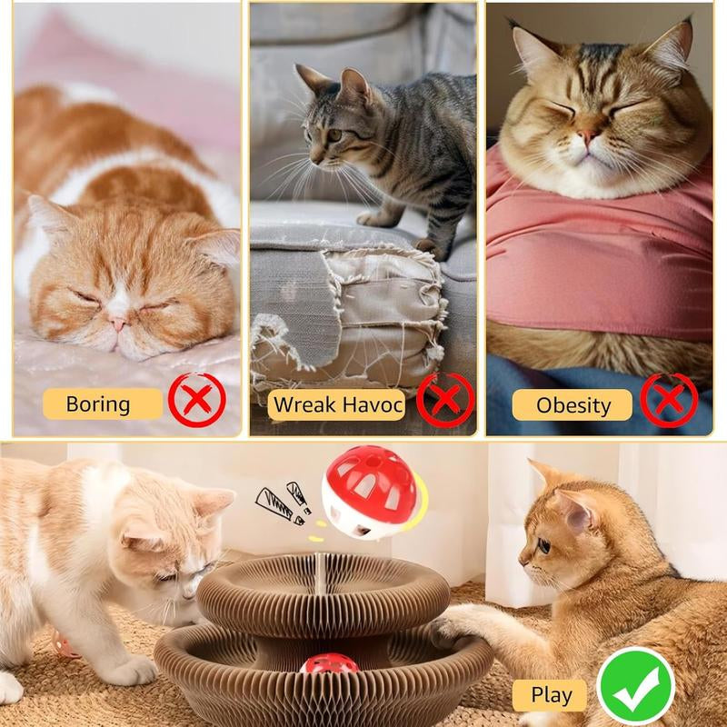Magic Cat Scratcher Board with Jingle Ball – Interactive Indoor Toy