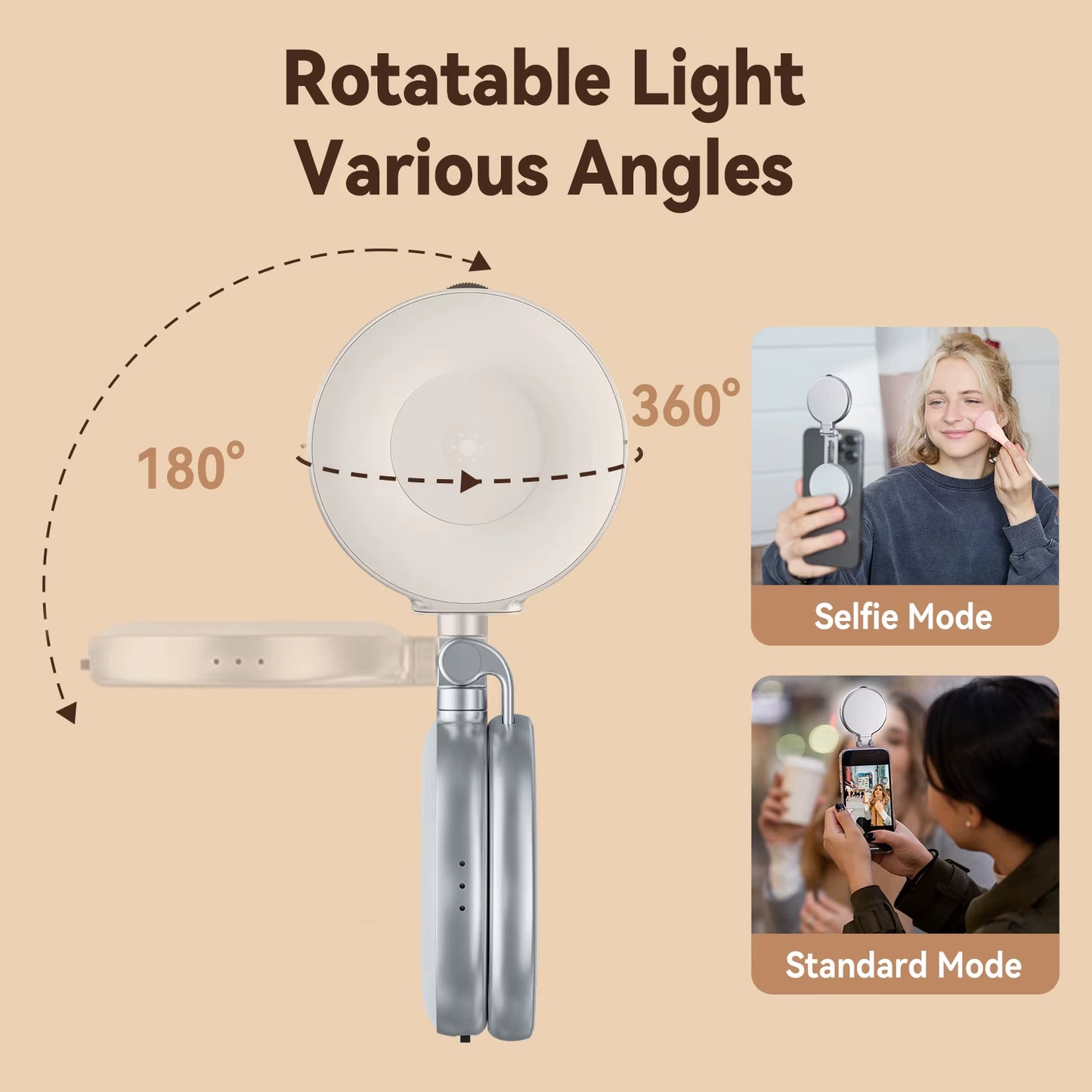 Magnetic Mini Selfie Light – 3 Modes Adjustable Brightness