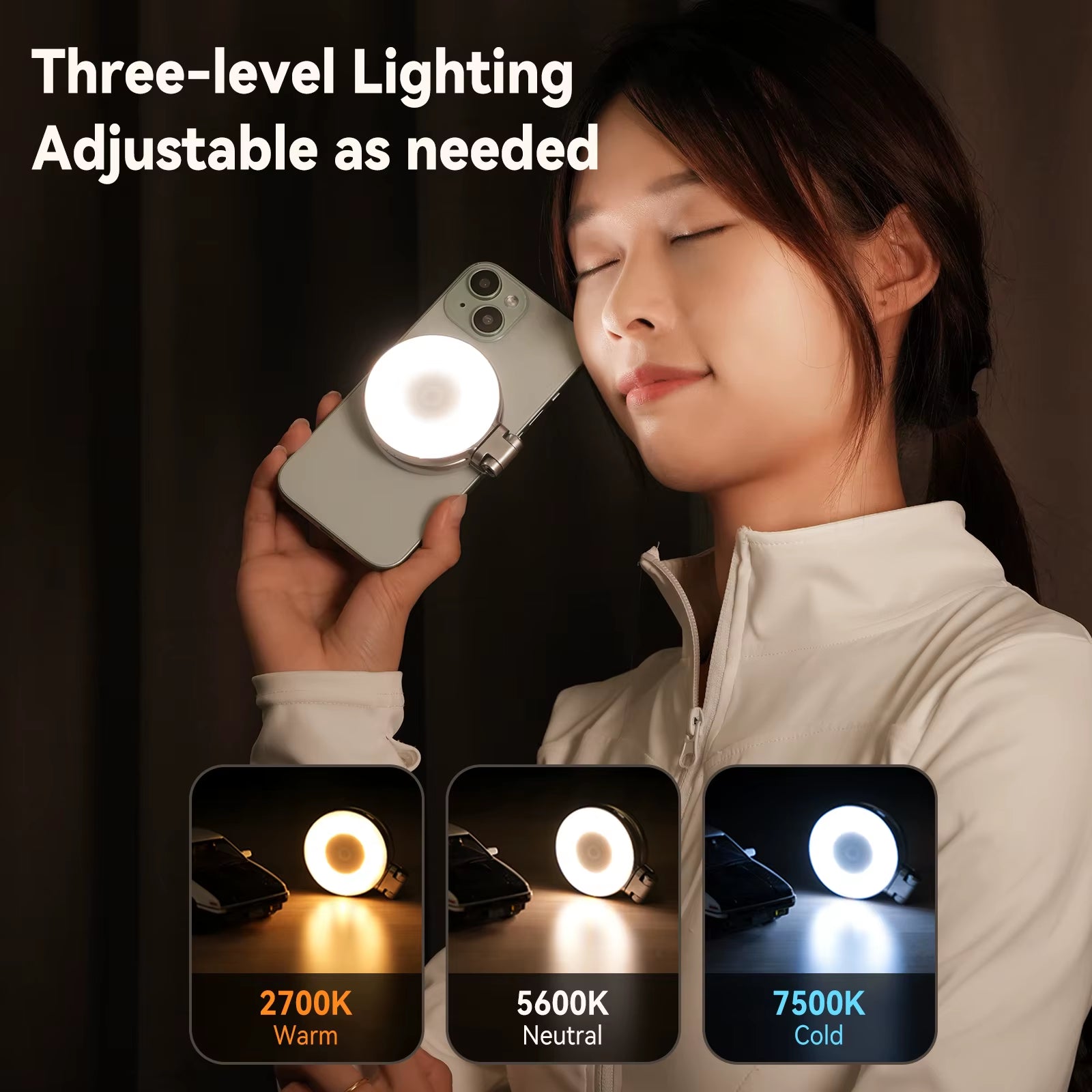 Magnetic Mini Selfie Light – 3 Modes Adjustable Brightness