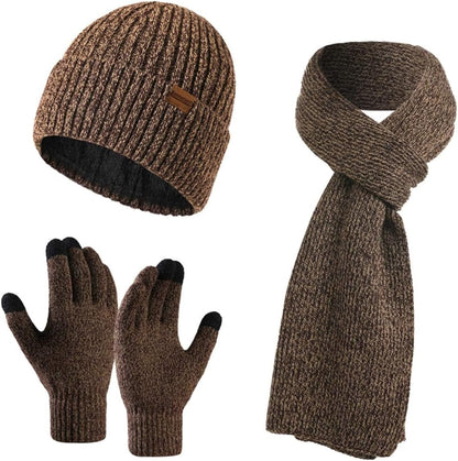 Winter Beanie, Scarf & Touchscreen Gloves Set – Fleece Lined
