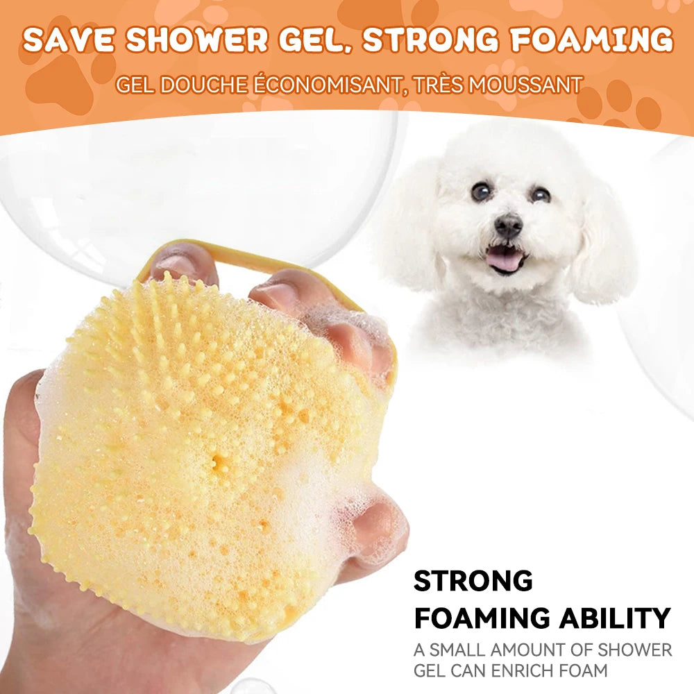 Dog & Cat Bathing Brush – Silicone Massage & Shampoo Dispenser