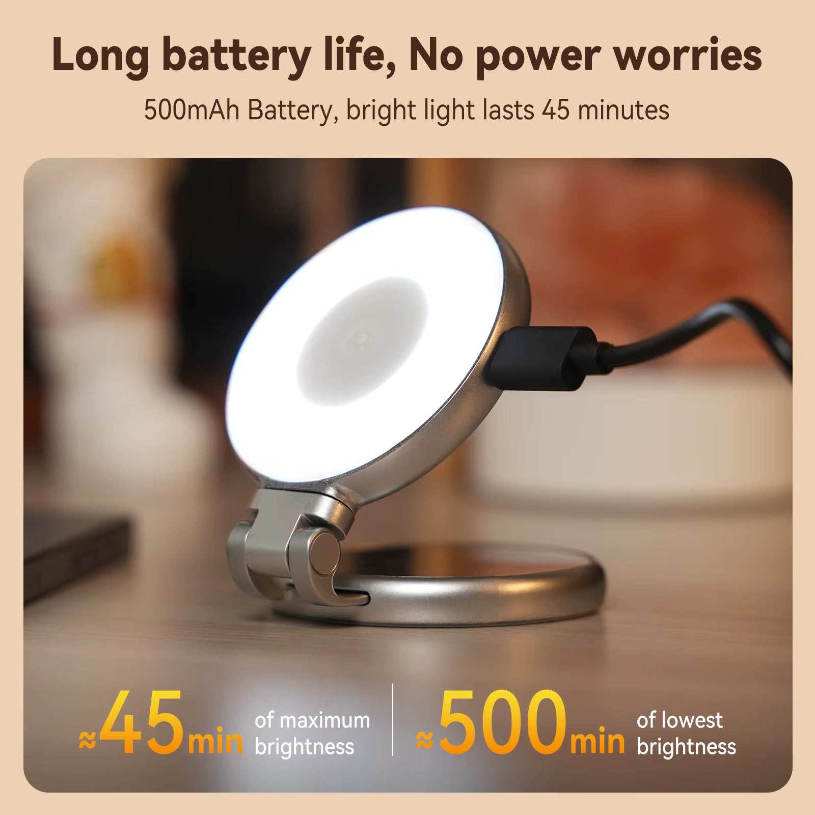 Magnetic Mini Selfie Light – 3 Modes Adjustable Brightness