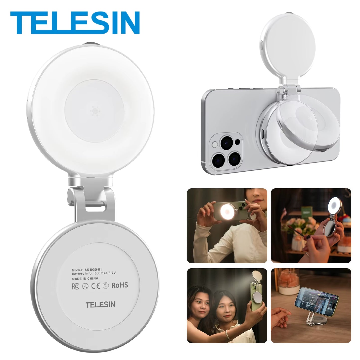 Magnetic Mini Selfie Light – 3 Modes Adjustable Brightness