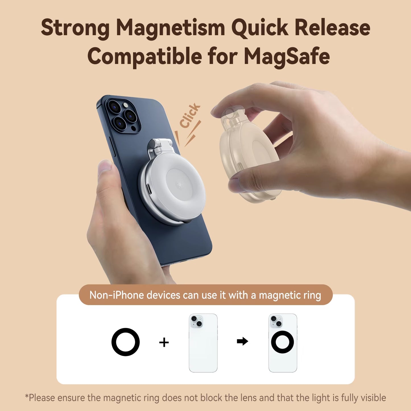 Magnetic Mini Selfie Light – 3 Modes Adjustable Brightness