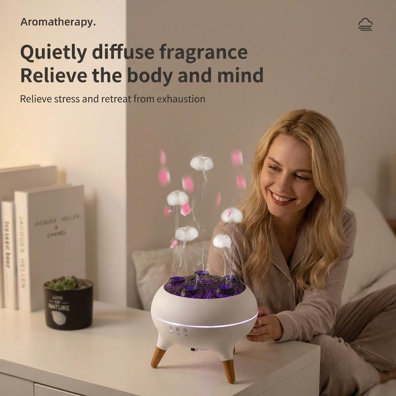 Jellyfish Aroma Diffuser – Multi-Spray Desktop Humidifier with Colorful Light & Remote