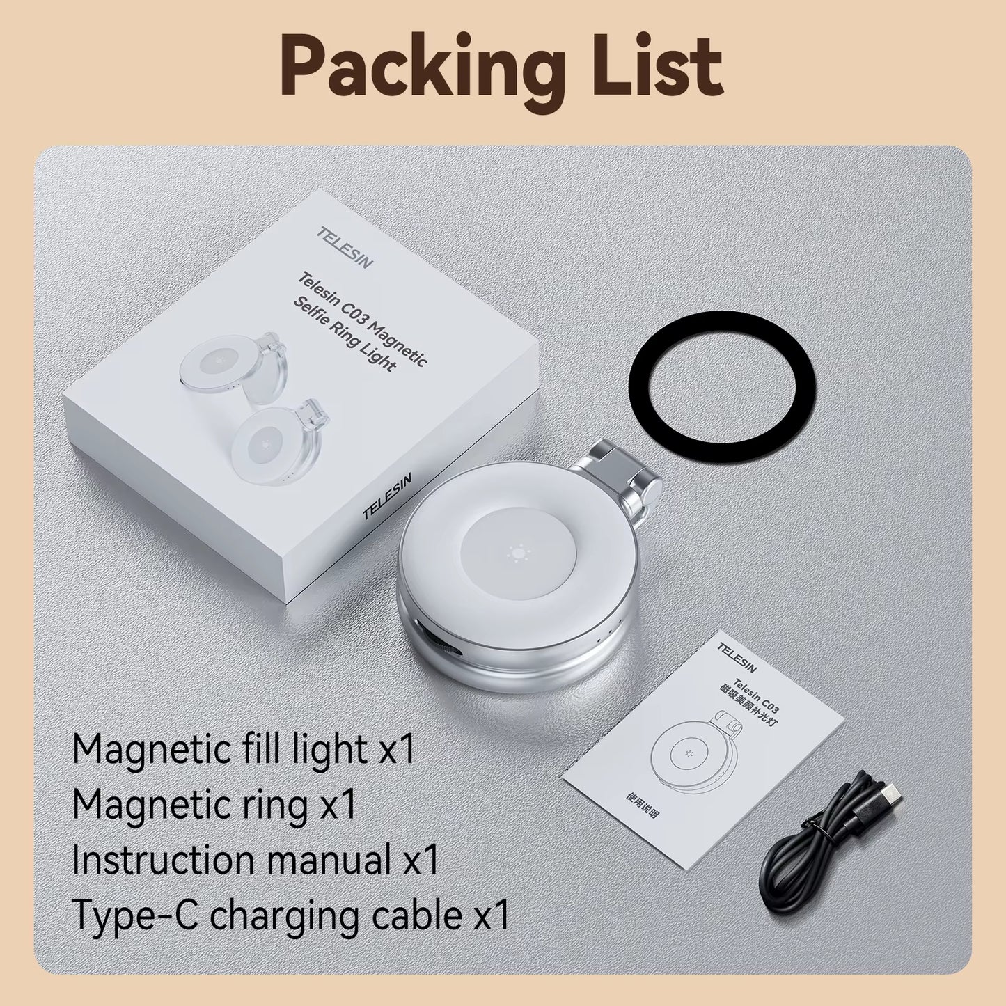 Magnetic Mini Selfie Light – 3 Modes Adjustable Brightness