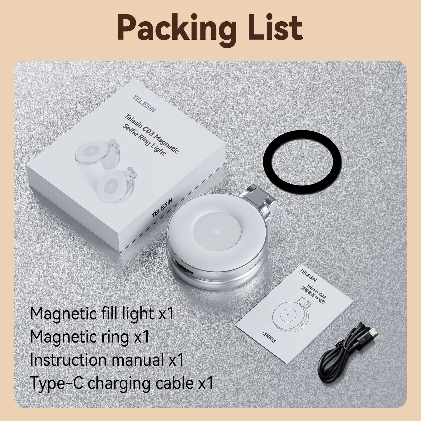 Magnetic Mini Selfie Light – 3 Modes Adjustable Brightness