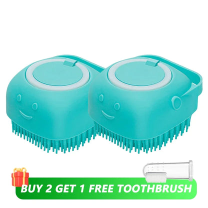 Dog & Cat Bathing Brush – Silicone Massage & Shampoo Dispenser