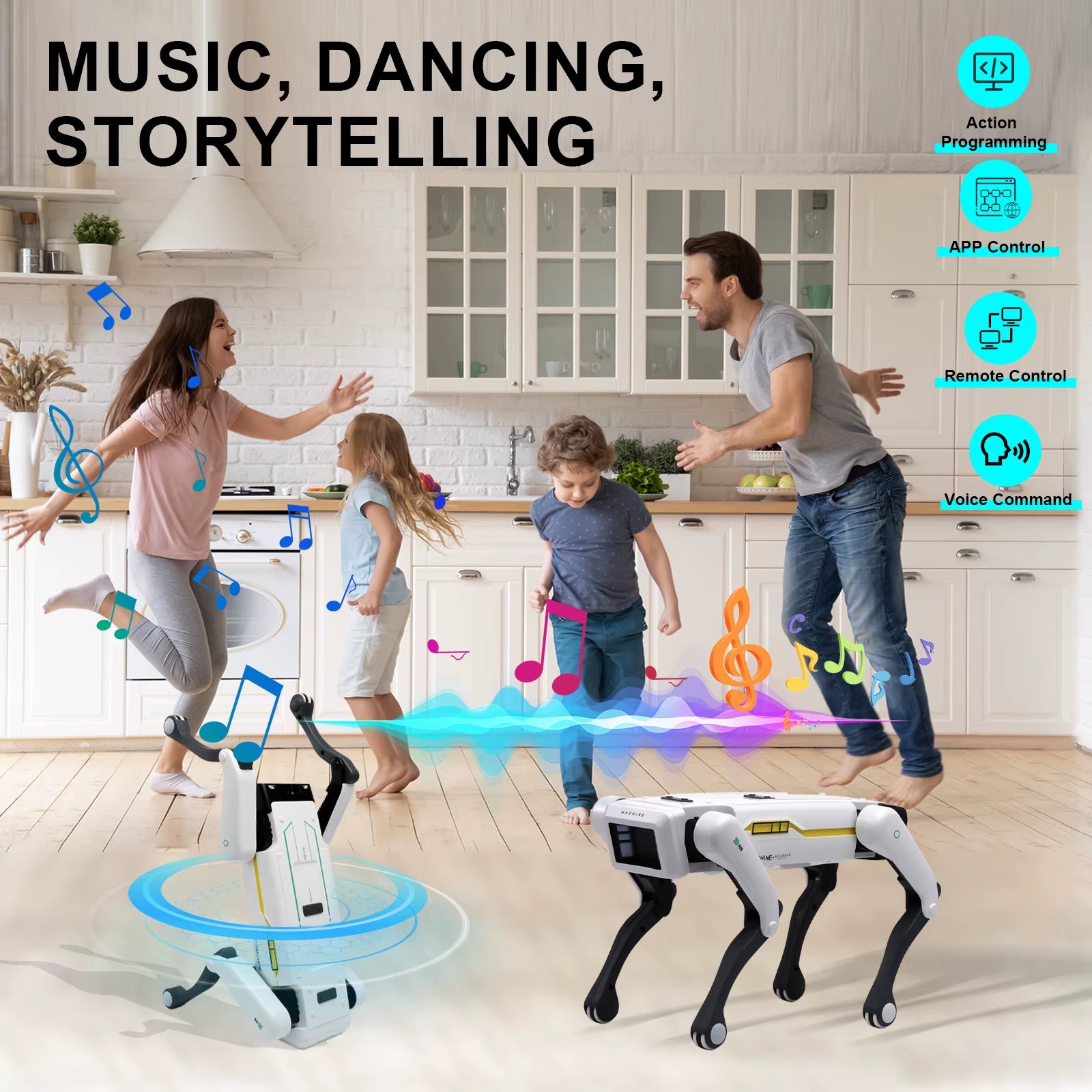 Intelligent AI RC Robot Dog – Voice, APP Control, Singing & Dancing